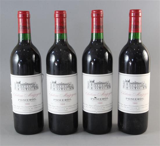 Four bottles of Chateau Mazeyres, Pomerol, 1993